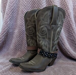 Durango DRD208 Crush Women's Western Boots Size 7M American Flag Boot Belt